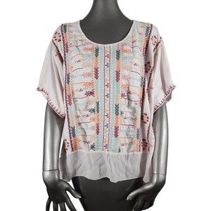 Johnny Was Embroidered Cotton Blouse Top Small